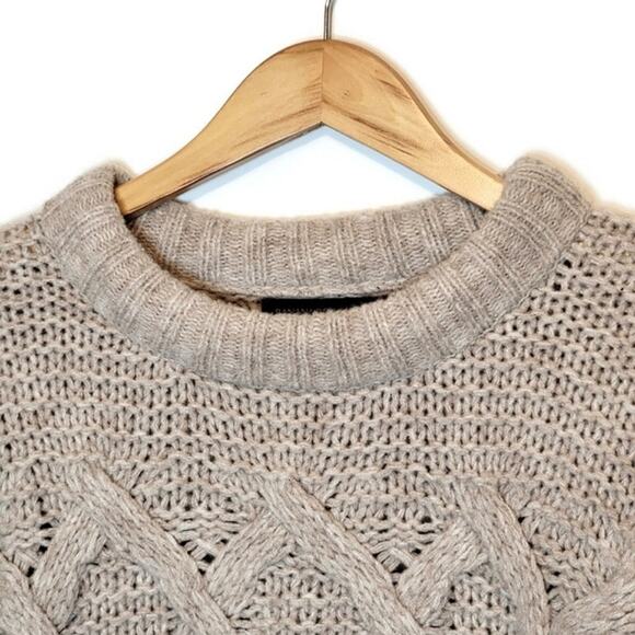 Banana Republic Fisherman Cable Knit Sweater Merino Wool Classic Tan Beige Small - Picture 4 of 14